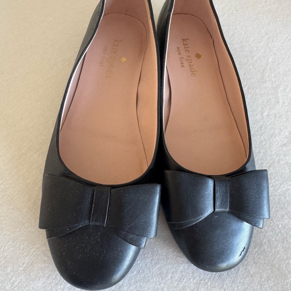 Kate Spade Black Flats with Bow Detail